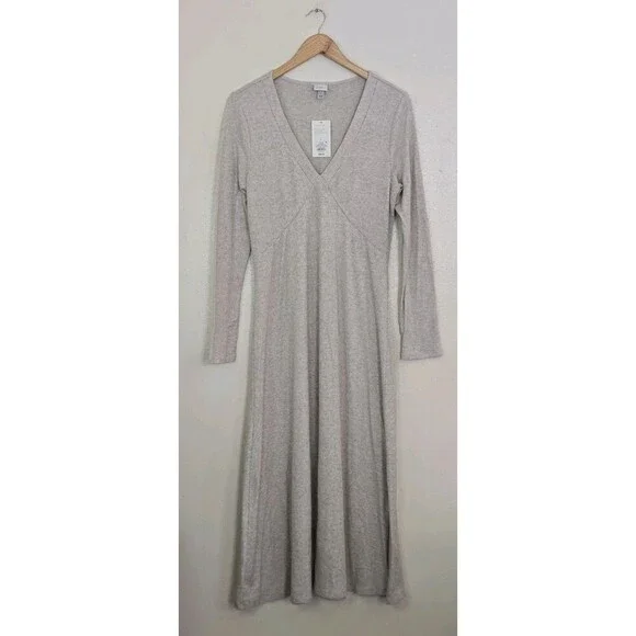 A New Day Ribbed Knit Maxi Dress Long Sleeve Oatmeal Neutral Size Large - Picture 10 of 10